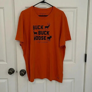 Life Is Good Buck Buck Moose Cre neck t Shirt Size XL Orange short sleep shirt